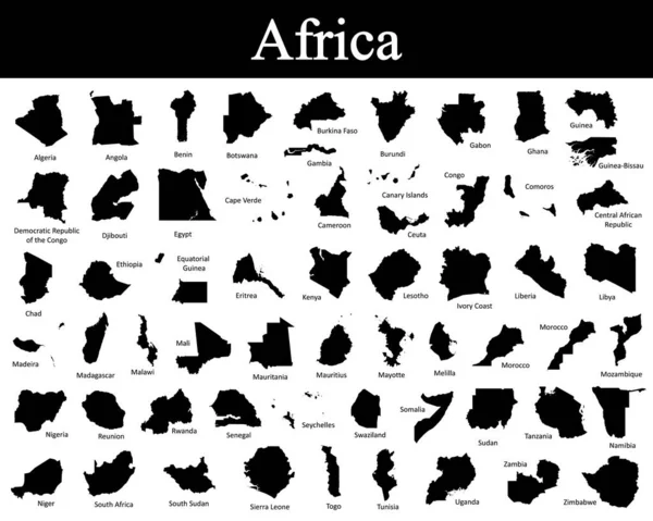 Mapa Todos Los Países África — Vector de stock