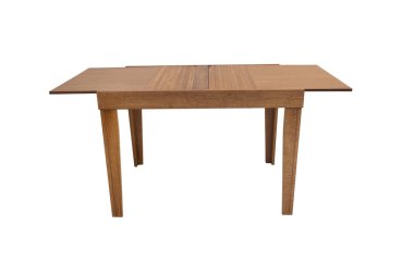 Güzel masa ahşap beyaz arka plan üzerine.