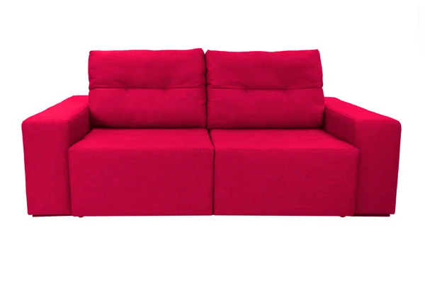 Drei Sitze Gemütliche Farbe Stoff Sofa Isoliert Auf Weißem Hintergrund — Stockfoto