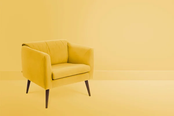 Cadeira Madeira Tecido Sala Cores Para Espaço Cópia Quarto Vazio — Fotografia de Stock