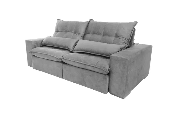 Moderne Farbe Wildleder Sofa Isoliert Auf Weißem Hintergrund — Stockfoto