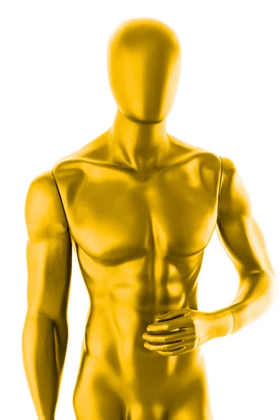 Lesklá Barva Žlutá Figurína Muž Izolovaných Bílém Pozadí — Stock fotografie