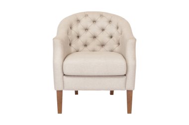 Koltuk. Beyaz arka planda modern tasarımcı koltuğu. Tekstil sandalyesi.