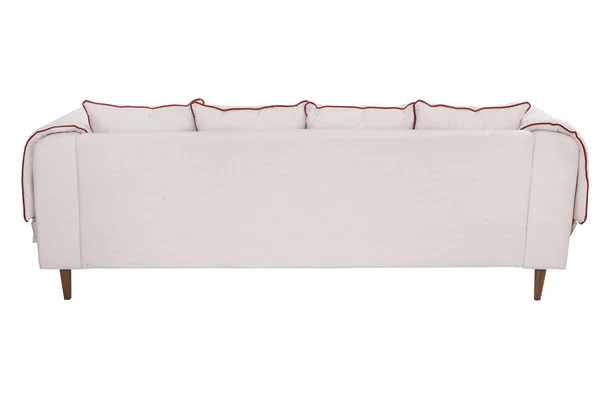Nowoczesne Tkaniny Biały Kanapa Sofa Białym Tle — Zdjęcie stockowe