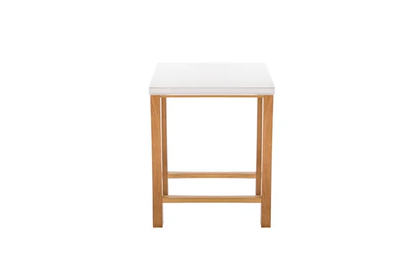 Little Table White Wood Isolated White Background — Stock Photo, Image
