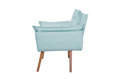 Koltuk. Beyaz arka planda modern tasarımcı koltuğu. Tekstil sandalyesi.