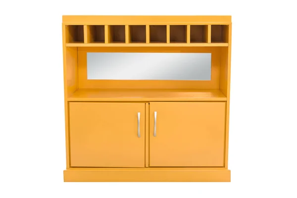 白色背景下的黄色木制抽屉柜 — 图库照片