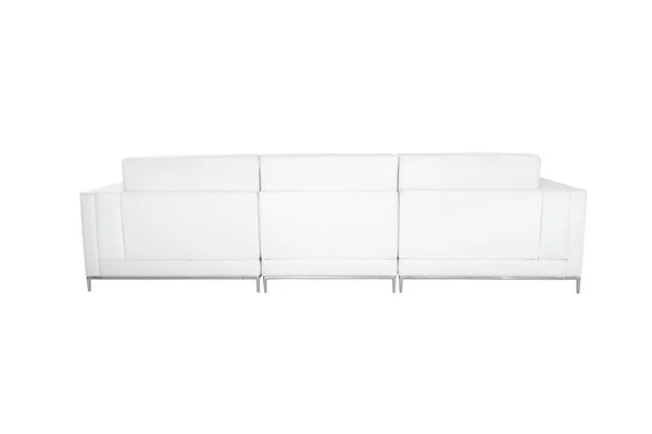 Large Sofa Cozy White Leather Isolated White Background — Stock Photo, Image