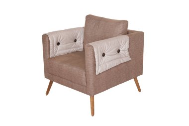 Koltuk. Beyaz arka planda modern tasarımcı koltuğu. Tekstil sandalyesi.