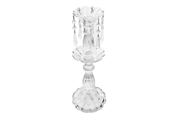 Vaso Vidro Elegante Isolado Fundo Branco Vidro Vazio Vaso — Fotografia de Stock