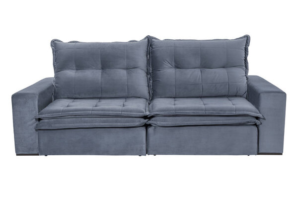 modern blue suede couch sofa   isolated on white background
