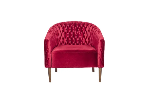 Red armchair. Modern designer chair on white background. Texture chair.