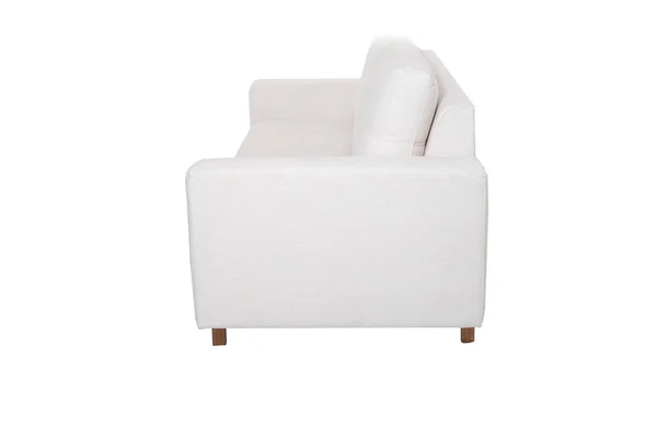 Sofá Moderno Sofá Tecido Branco Isolado Fundo Branco — Fotografia de Stock