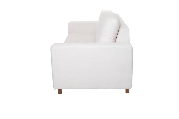 Modern White Fabric Couch Sofa Isolated White Background — Stock Photo, Image