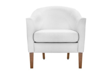 Koltuk. Beyaz arka planda modern tasarımcı koltuğu. Tekstil sandalyesi.