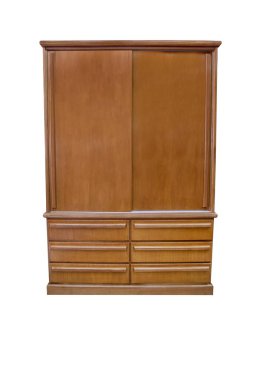 Ahşap gardırop beyaz arka planda izole