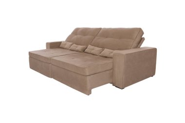 Beyaz arka planda izole edilmiş üç koltuk.