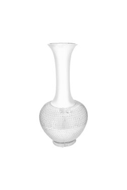 Beyaz zemin üzerinde izole edilmiş zarif Metal vazo (cam, boş, vazo)