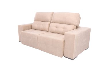 modern bej süet kanepe beyaz arka planda izole