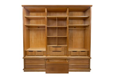 Ahşap gardırop beyaz arka planda izole