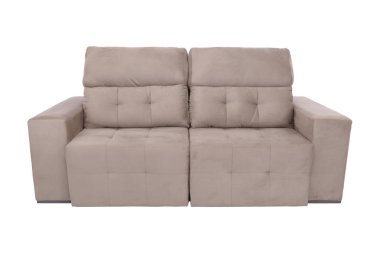 Beyaz arka plan üzerinde izole modern beyaz süet koltuk kanepe