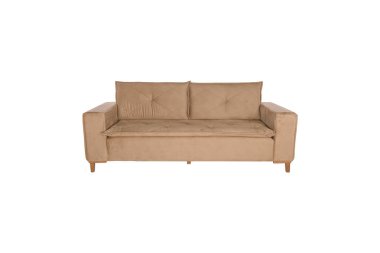 Beyaz arka plan üzerinde izole modern kahverengi süet koltuk kanepe