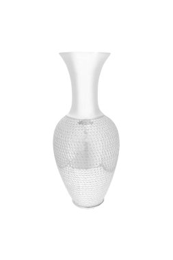 Beyaz zemin üzerinde izole edilmiş zarif Metal vazo (cam, boş, vazo)