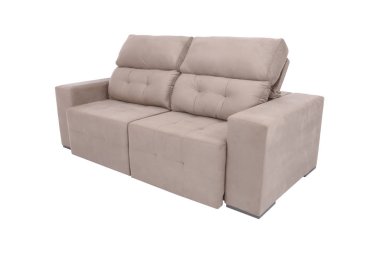 Beyaz arka plan üzerinde izole modern beyaz süet koltuk kanepe