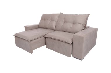 Beyaz arka plan üzerinde izole modern beyaz süet koltuk kanepe