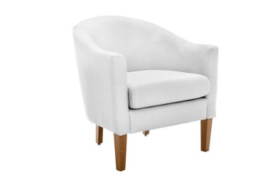 Koltuk. Beyaz arka planda modern tasarımcı koltuğu. Tekstil sandalyesi.