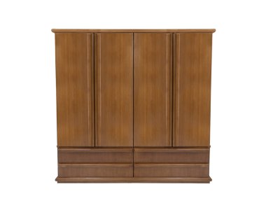 Ahşap gardırop beyaz arka planda izole