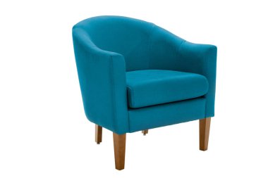 Koltuk. Beyaz arka planda modern tasarımcı koltuğu. Tekstil sandalyesi.
