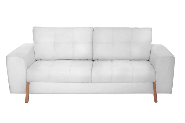 三座舒适的白色沙发 白色背景隔离 — 图库照片