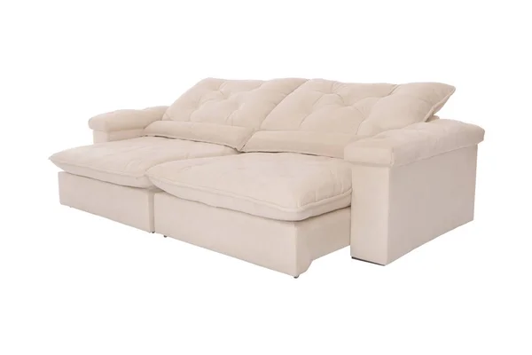 Trzy Siedzenia Przytulna Sofa Izolowana Białym Tle — Zdjęcie stockowe