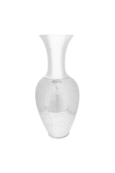 Vaso Metal Elegante Isolado Fundo Branco Vidro Vazio Vaso — Fotografia de Stock