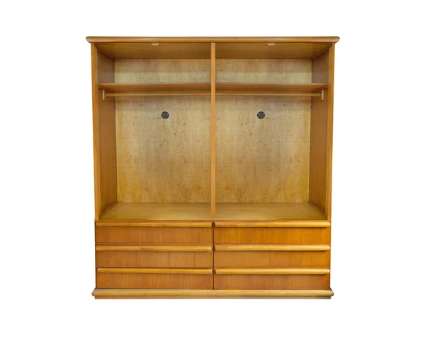 Houten Garderobe Geïsoleerd Witte Achtergrond — Stockfoto