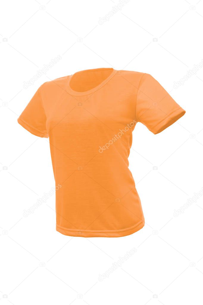 Mockup of a template of a woman's t-shirt color on a white background