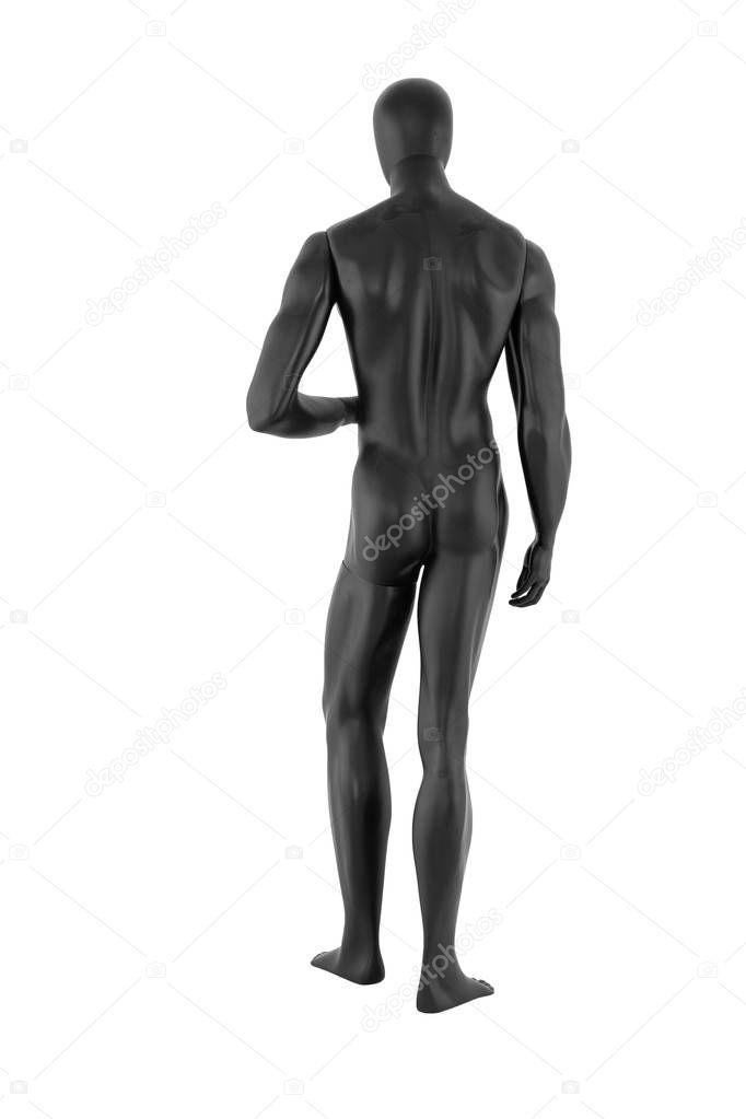 Gloss cyan color mannequin male isolated on white background