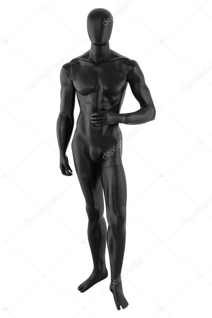 Gloss cyan color mannequin male isolated on white background