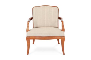 Koltuk. Beyaz arka planda modern tasarımcı koltuğu. Tekstil sandalyesi.