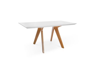 Beyaz arka plan üzerinde izole ahşap modern tablo.