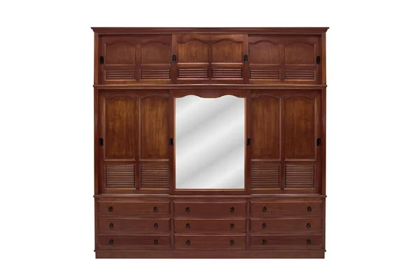 Armoire Bois Rouge Isolée Sur Fond Blanc — Photo