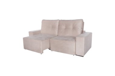 Beyaz arka plan üzerinde izole modern beyaz süet koltuk kanepe