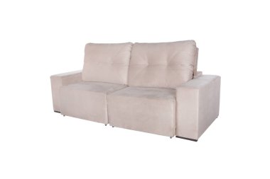 Beyaz arka plan üzerinde izole modern beyaz süet koltuk kanepe