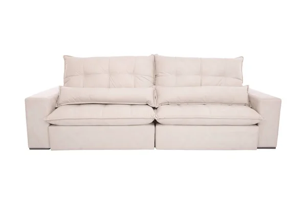 Sofa Beige Suede Modern Terisolasi Pada Latar Belakang Putih — Stok Foto