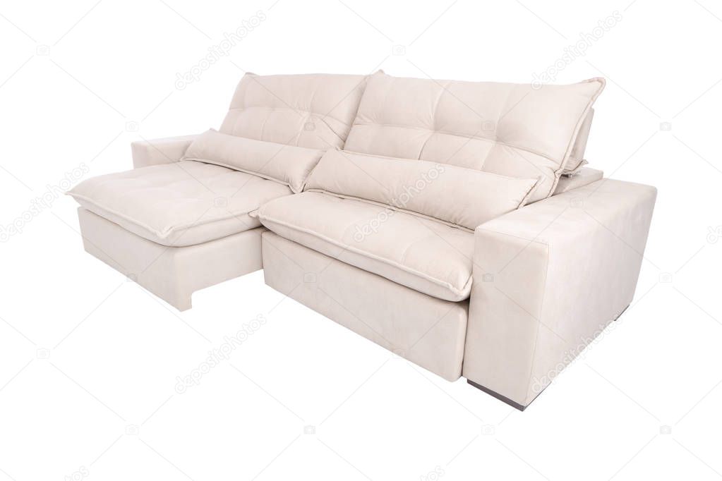 modern beige suede couch sofa  isolated on white background
