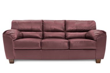 Beyaz arka plan üzerinde izole üç koltuk rahat mavi deri kanepe