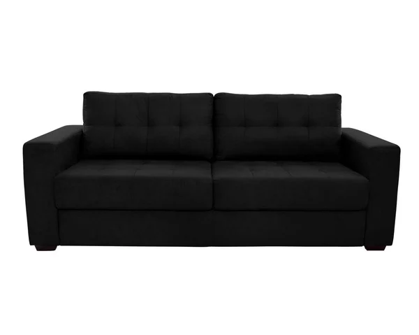 Drei Sitze Gemütliche Farbe Stoff Sofa Isoliert Auf Weißem Hintergrund — Stockfoto