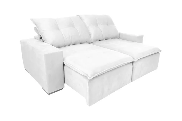 Moderne Farbe Wildleder Sofa Isoliert Auf Weißem Hintergrund — Stockfoto