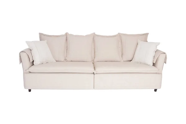 Drei Sitze Gemütliches Sofa Isoliert Auf Weißem Hintergrund — Stockfoto